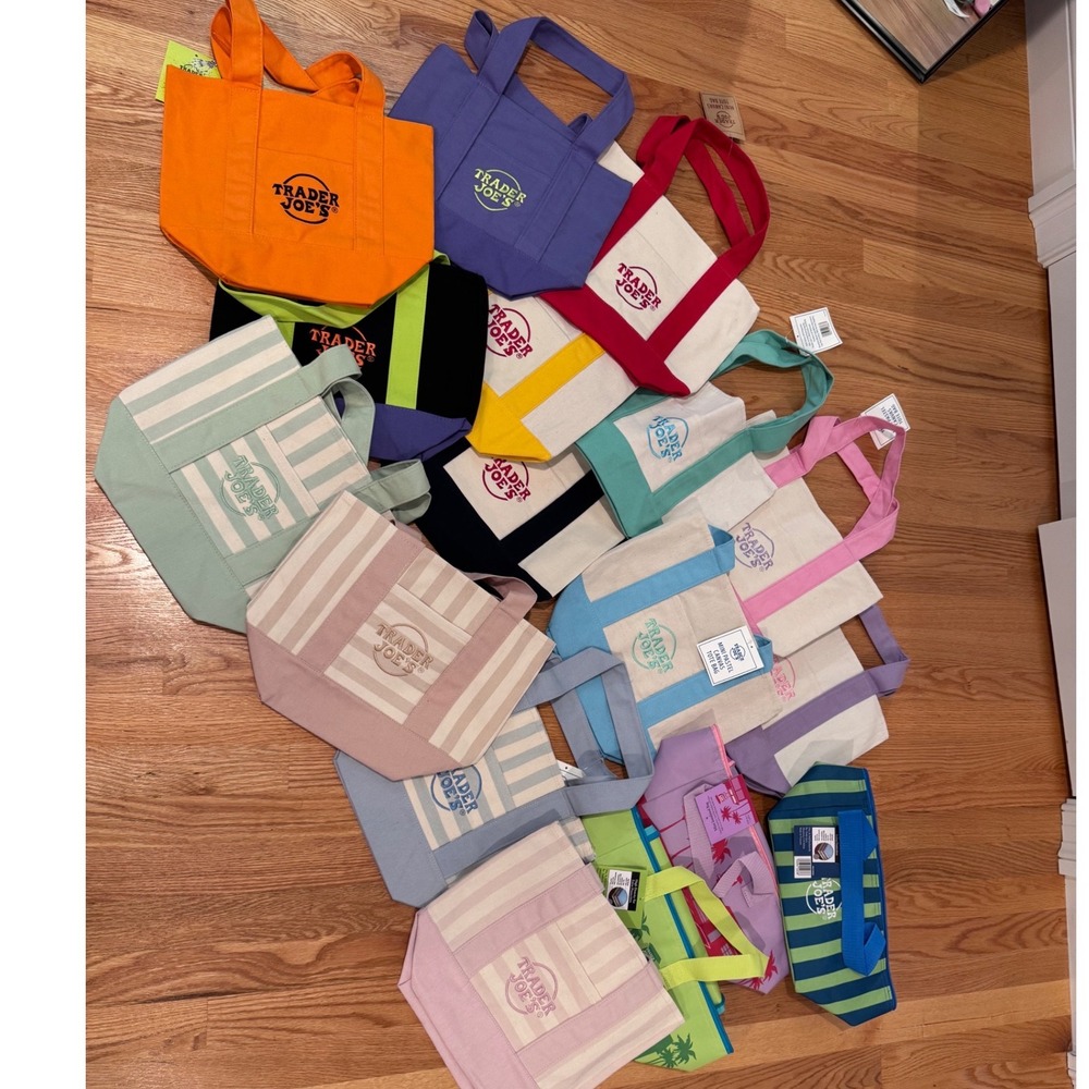 Trader Joe's Mini Totes Insulated Canvas Big Lot 17 Summer‎ Halloween Easter NWT